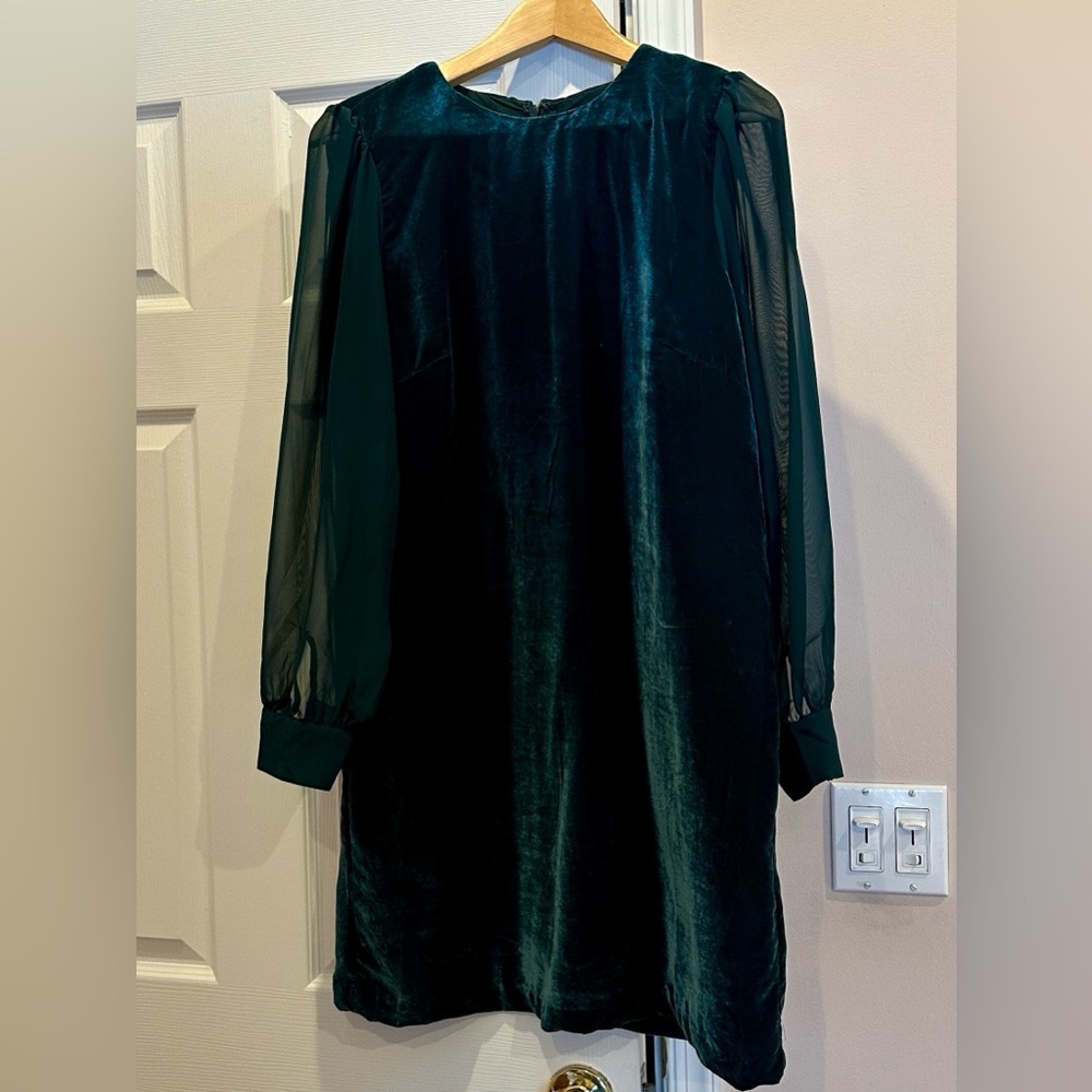 J. Crew Factory Green Velvet Dress